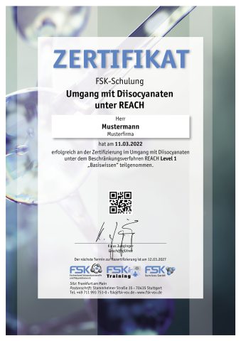 Das Zertifikat ist auch Ausdruck der nachhaltigen Verbesserung des Arbeitsschutzes aufgrund der Schulungen im Bereich Diisocyanate (Bild: FSK).