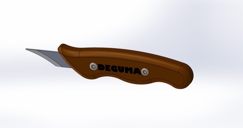 Gegenüber herkömmlichen Walzenmessern ist das Messer aus Nussbaum mit optimierter Klingengeometrie besonders leicht und liegt angenehm in der Hand (Bild: Deguma).