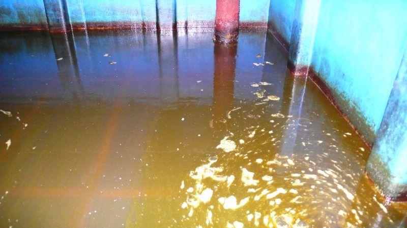 Der Tank der Maschinenkühlung zeigte extreme Verölung und schmierige Partikelbildung (Bild: L&R Kälte)..