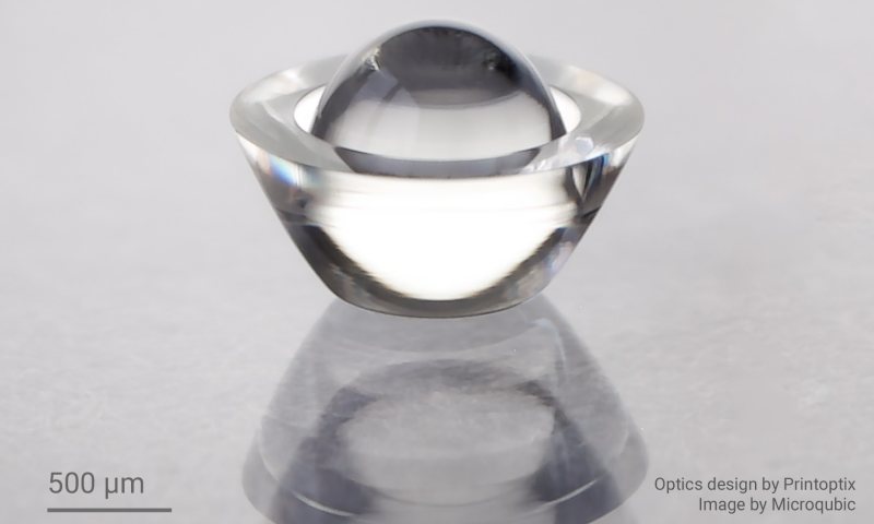 TIR-Linse (Total Internal Reflection), die mit dem neuen Fotolack gedruckt wurde (Bild: Nanoscribe).