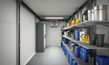 Sicher und durchdacht: Das Gefahrstofflager bietet bestmögliche Lagerbedingungen für Gefahrstoffe (Bild: Denios).