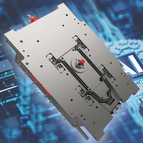 Die Kaltkanalwerkzeuge mit servoelektrisch betätigten Düsennadeln werden mit Unterstützung von künstlicher Intelligenz gesteuert (Bild: Elmet).