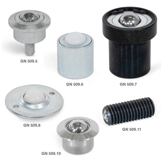 Kugelrollen sind die erste Wahl, um Werkstücke mit minimalem Kraftaufwand zu drehen, zu verschieben oder zu transportieren (Bild: Ganter).