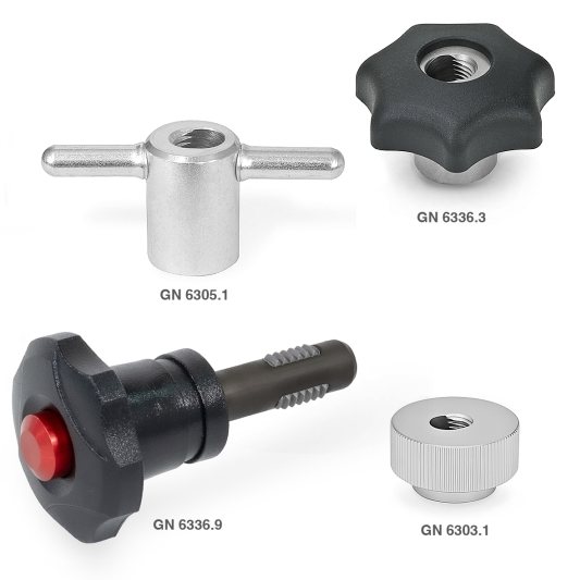 Schnellspannlösungen bieten der Konstruktion zahlreiche Möglichkeiten, um etwa Klappen oder Abdeckungen werkzeuglos, schnell, aber auch sicher zu befestigen. Abnehmbare Schnellspannschrauben und -muttern beschleunigen Rüstvorgänge und verkürzen Stillstandzeiten (Bild: Ganter).