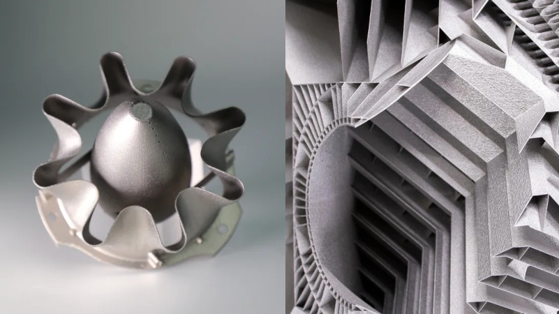 Beispielprodukte aus Eisen-Nickel-Legierung (li.) und Edelstahl (Bilder: EOS).