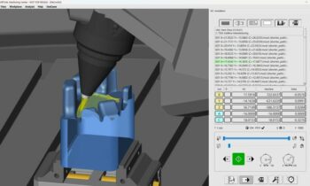 Die Größe des Kopfes im Vergleich zum Werkstück macht deutlich, wie wichtig die Simulation zur Kollisionsvermeidung ist (Bild: Open Mind).
