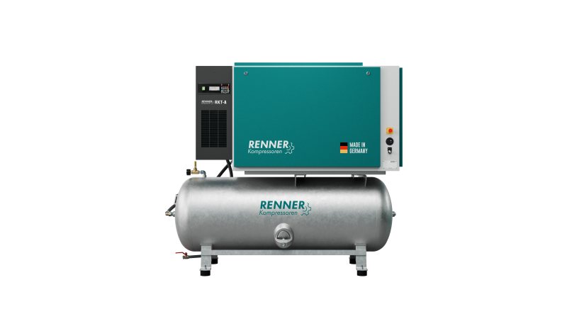 Die schallgedämmten Kompressoren verfügen über einen verzinkten 500 l-Druckluftbehälter (Bild: Renner).
