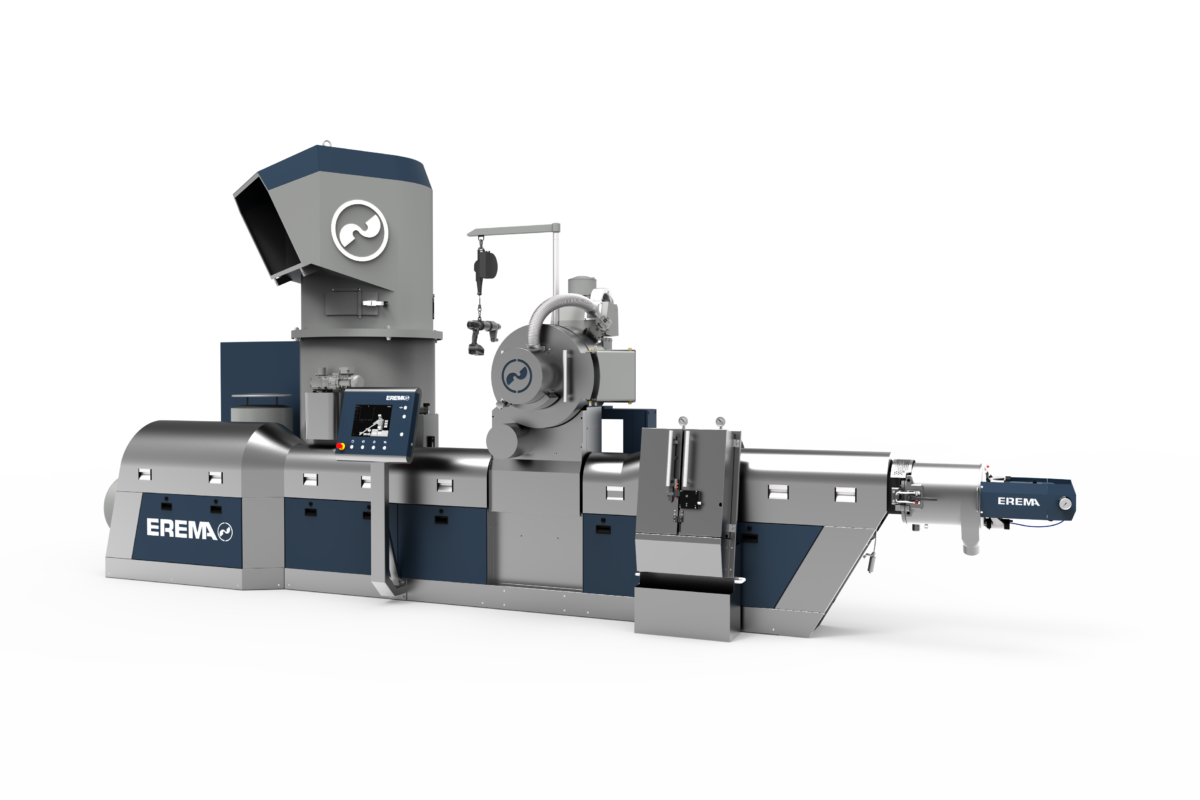 Dekontaminierungs‑ und Deodorisierungseffekte werden direkt im Extrusionsprozess erzielt (Bild: Erema).
