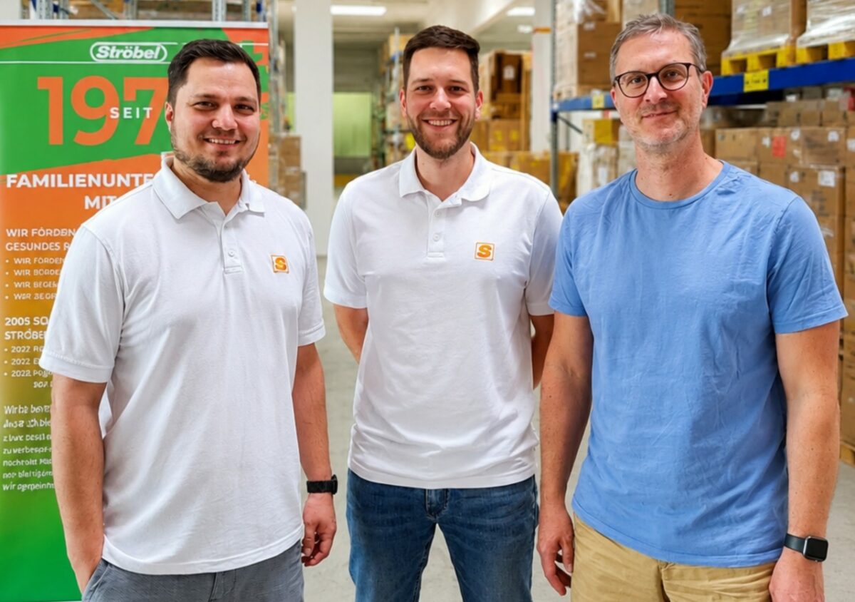 V. l.: Sebastian Schingale, Niklas Lockl, technischer Vertrieb, und Matthias Mandel, COO Vertrieb und Marketing (Bild: Ströbel GmbH).