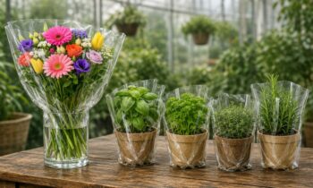 Die Folie eignet sich für Blumen- und Kräuterverpackungen, bei denen Schutz, Frischewirkung und ein ansprechender Auftritt am PoS zusammenkommen (Bild: Südpack).