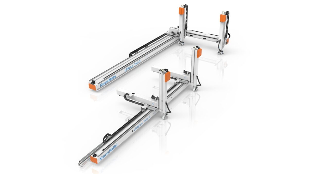 Die Kinematik ist in zwei Varianten erhältlich und deckt Traglasten von 35 bis 100 kg ab (Bild: KraussMaffei).