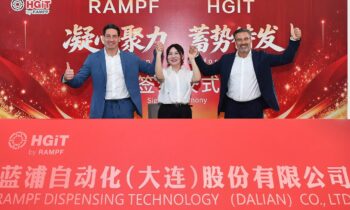 Hannah Han, Eigentümerin und CEO von HGIT, gemeinsam mit den CEOs Michael Rampf und Matthias Rampf (Bild: Rampf).